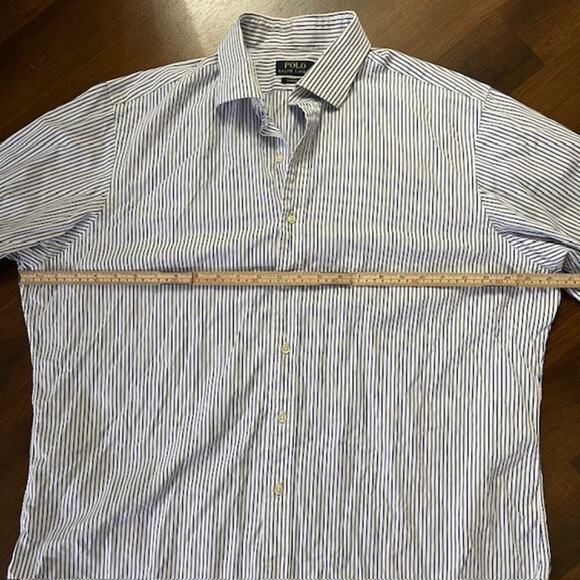 Polo Ralph Lauren Classic Fit Button Up Blue Stripe Casual Preppy Sz 17.5 34/35 - Picture 5 of 7